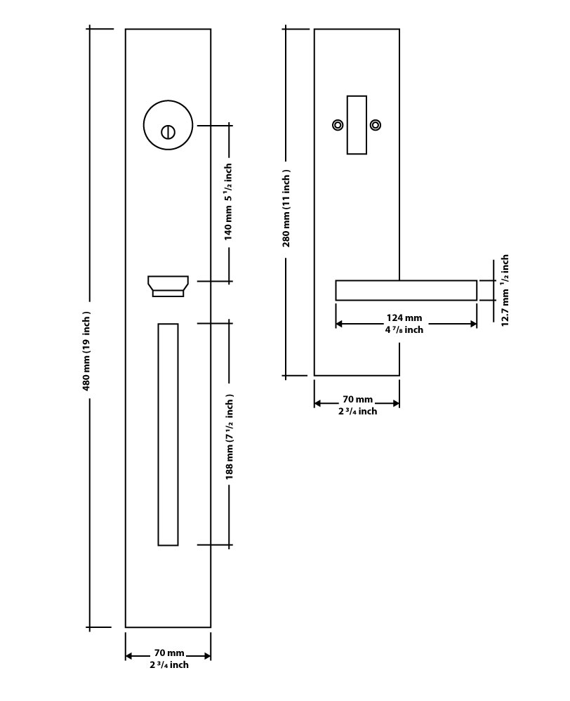 Orion Long Plate Single Cylinder Entry Door Handleset – Toronto
