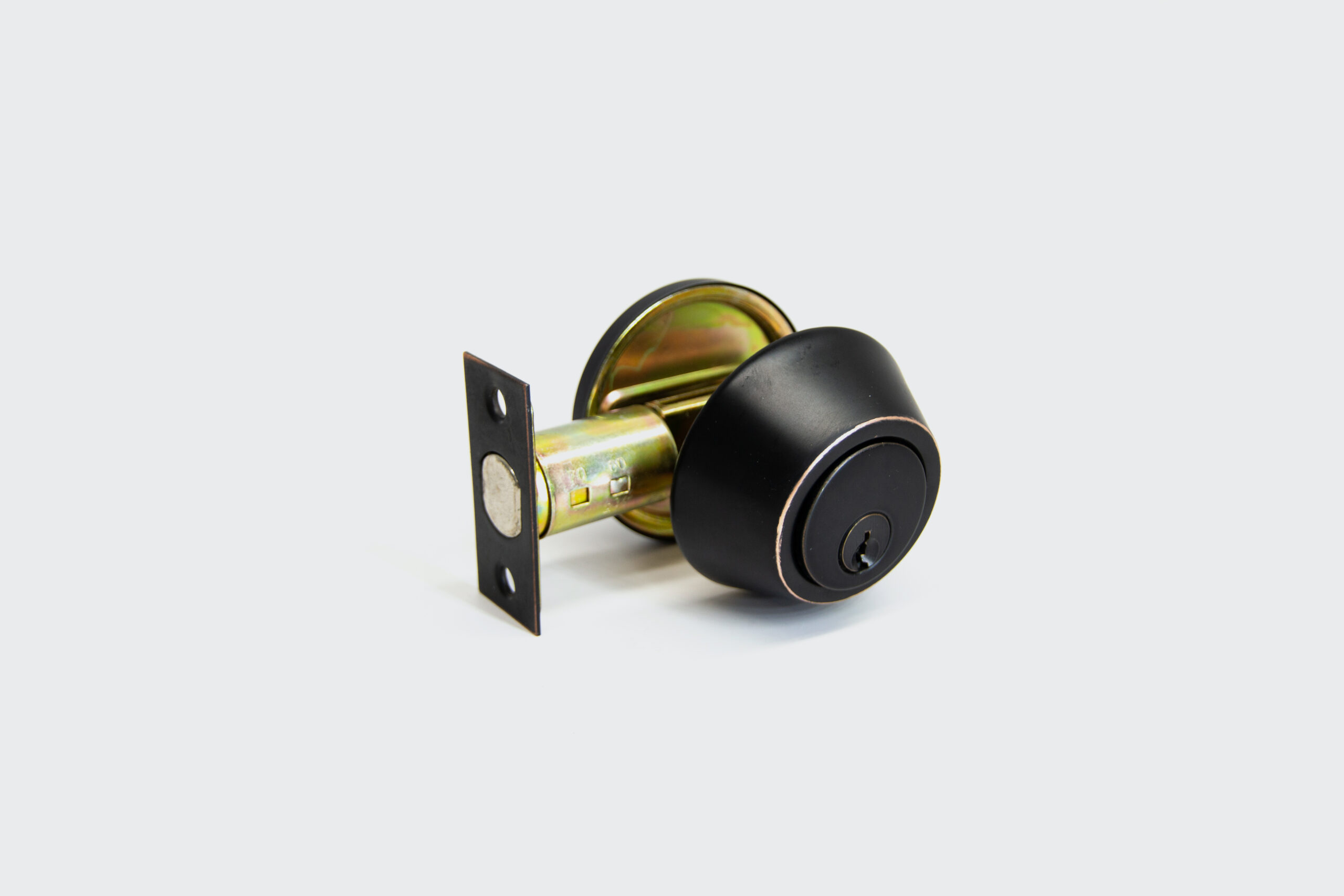 Contemporary Single Cylinder Square Deadbolt Satin Brass Gold